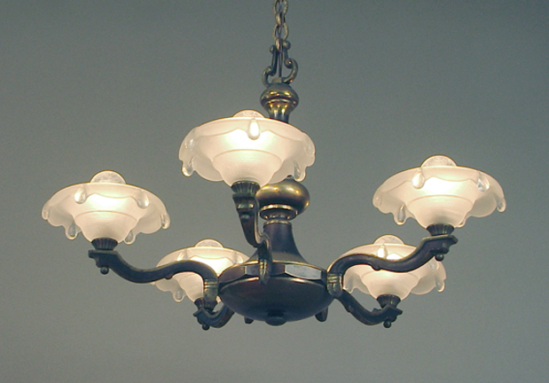 Red Art Deco And Nouveau Chandeliers For