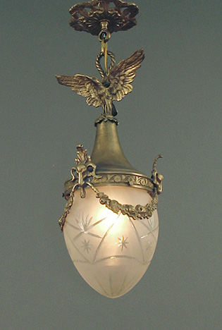 Red Art Deco And Nouveau Chandeliers For With Its Original Wheel Cut And Frosted Egg Shaped Glass Shade Not To Mention A Lovely Antique Patina