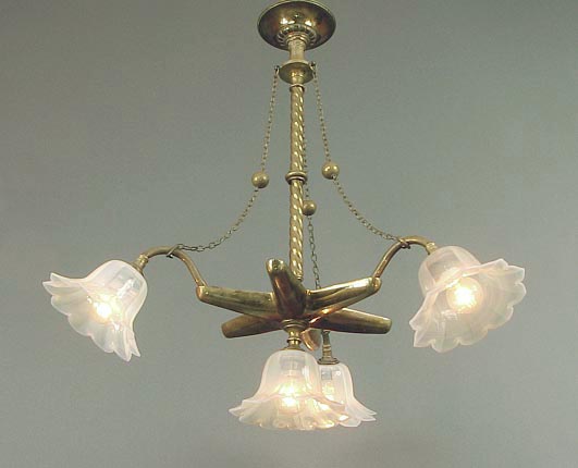 Red Art Deco And Nouveau Chandeliers For French Fixtures With Their Original Hand Blown Opalescent Shades Some Minor Chips And Fissures Rewired Fitted American Candelabra Sockets
